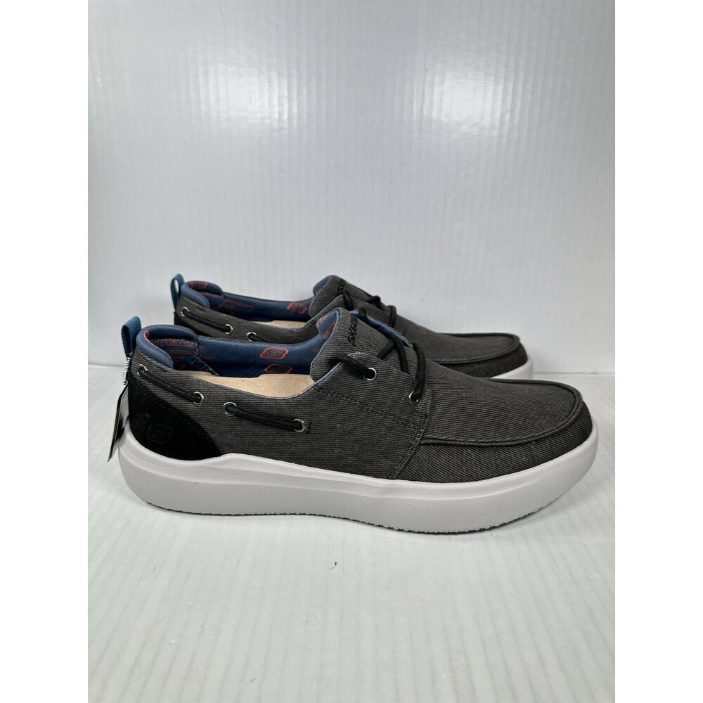 Size 12 Skechers Relaxed Fit Higgins Edson Black Gray CANVAS Mens Shoe NEW